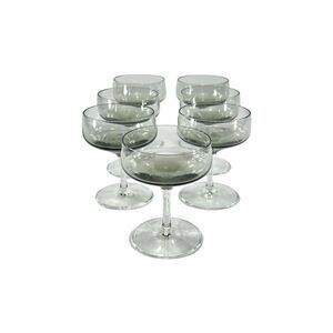 Vintage Smoke Gray Peill Cora Liquor Cocktail Glasses Clear Stemmed (7) Germany